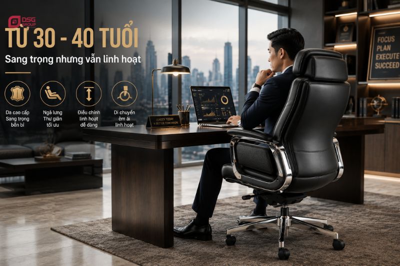 Dự sang trọng nhưng không kém phần linh hoạt của mẫu ghế dành cho lãnh đạo
