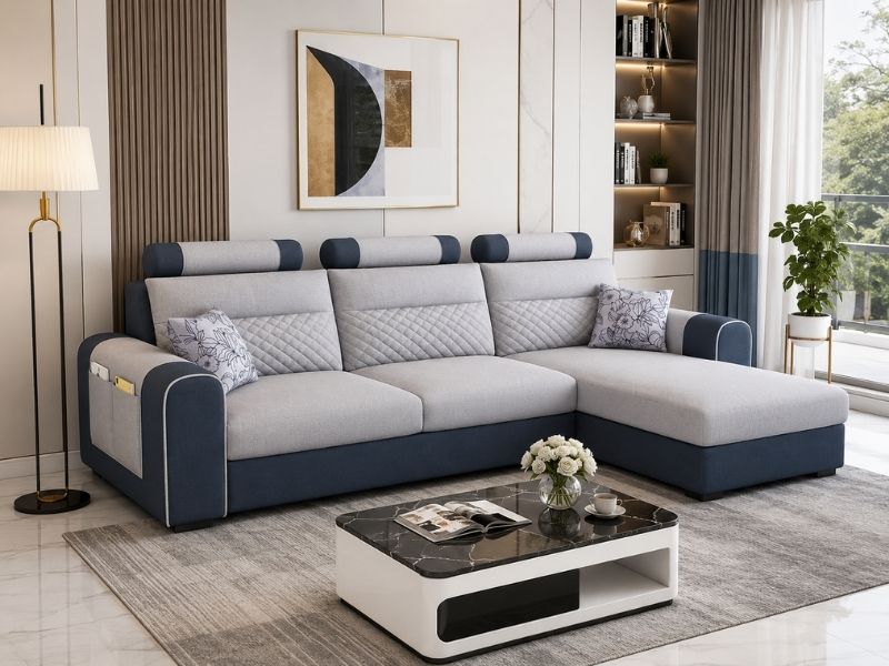 Sofa chữ L tận dụng góc phòng khách hiệu quả