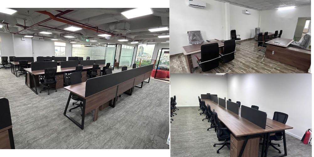 Hình ảnh công trình lắp bàn làm việc nhân viên tại văn phòng