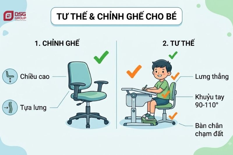 Hướng dẫn cách chỉnh tư thế và chỉnh ghế cho học sinh