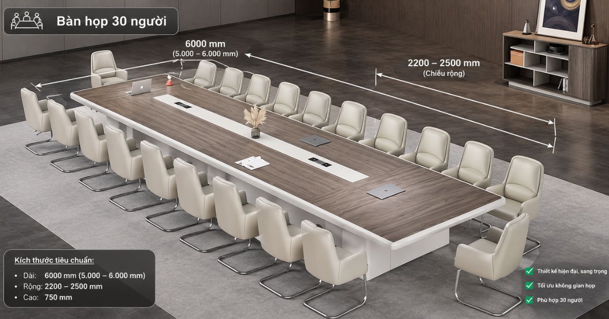 Kích thước bàn họp tiêu chuẩn