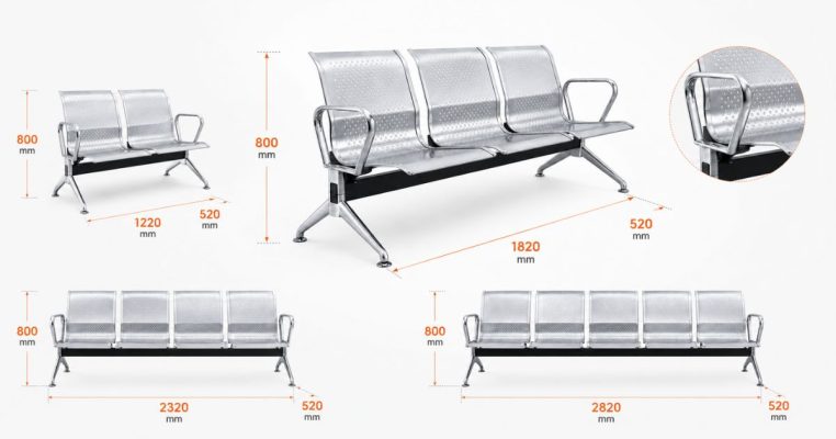 Kích thước ghế băng chờ 2 đến 5 ngồi