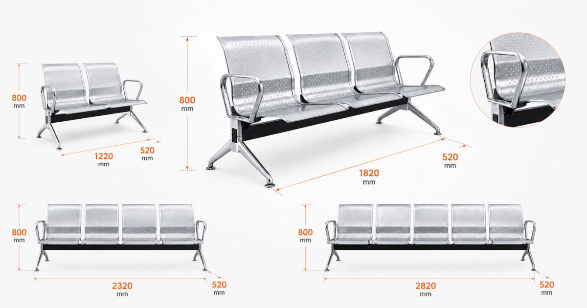 Kích thước ghế băng chờ 2 đến 5 ngồi