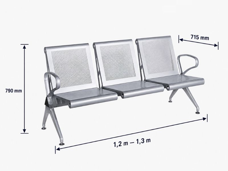 Kích thước ghế băng chờ 3 chỗ phổ biến hiện nay