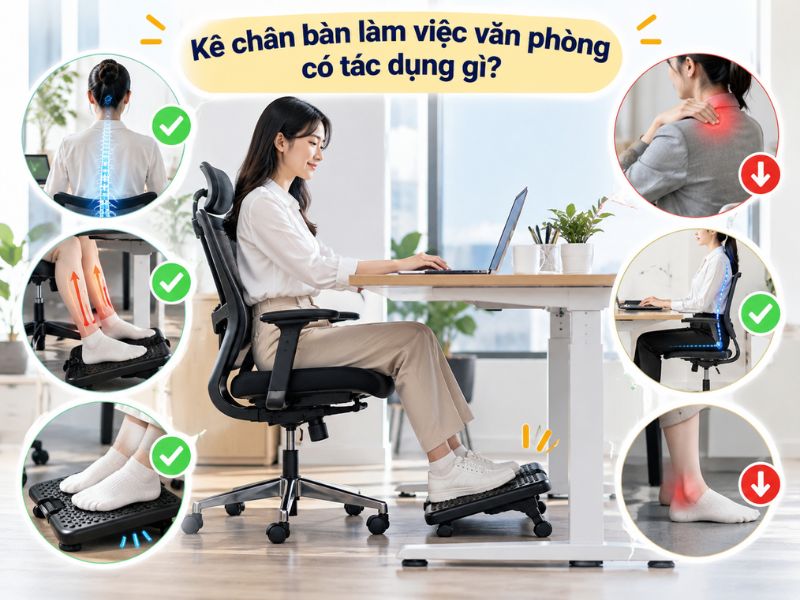 Kê chân bàn làm việc văn phòng tiện lợi