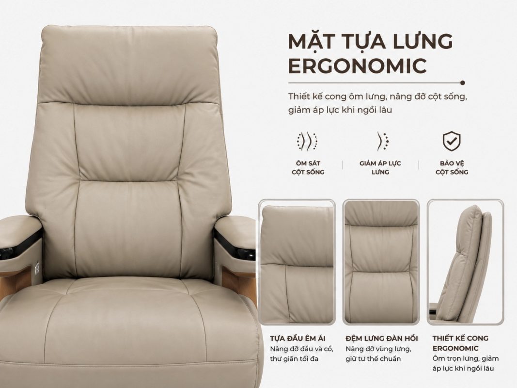 Tựa lưng thiết kế chuẩn công thái học dành cho người dùng của ghế L2313