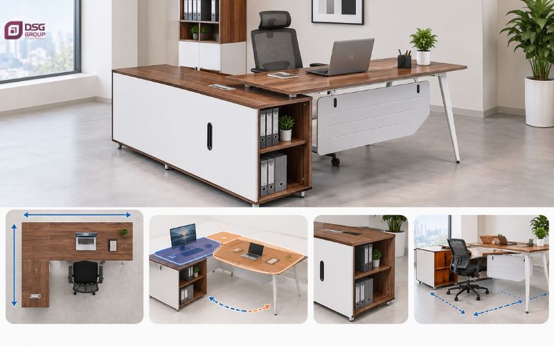 Kích thước của bàn chữ L dành cho quản lý trưởng phòng