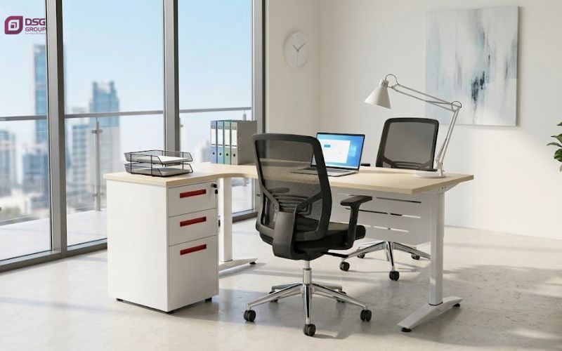 Kích thước của bàn liền hộc hay bàn có tủ di động