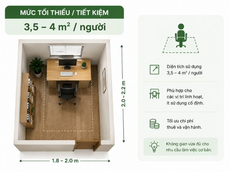 Diện tích văn phòng tối thiểu tiết kiệm không gian