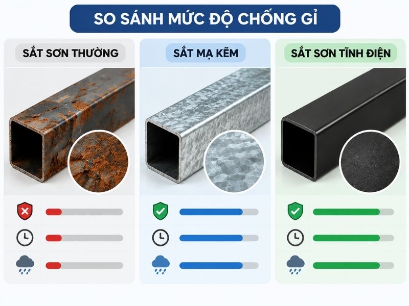 So sánh chống gỉ các loại sắt