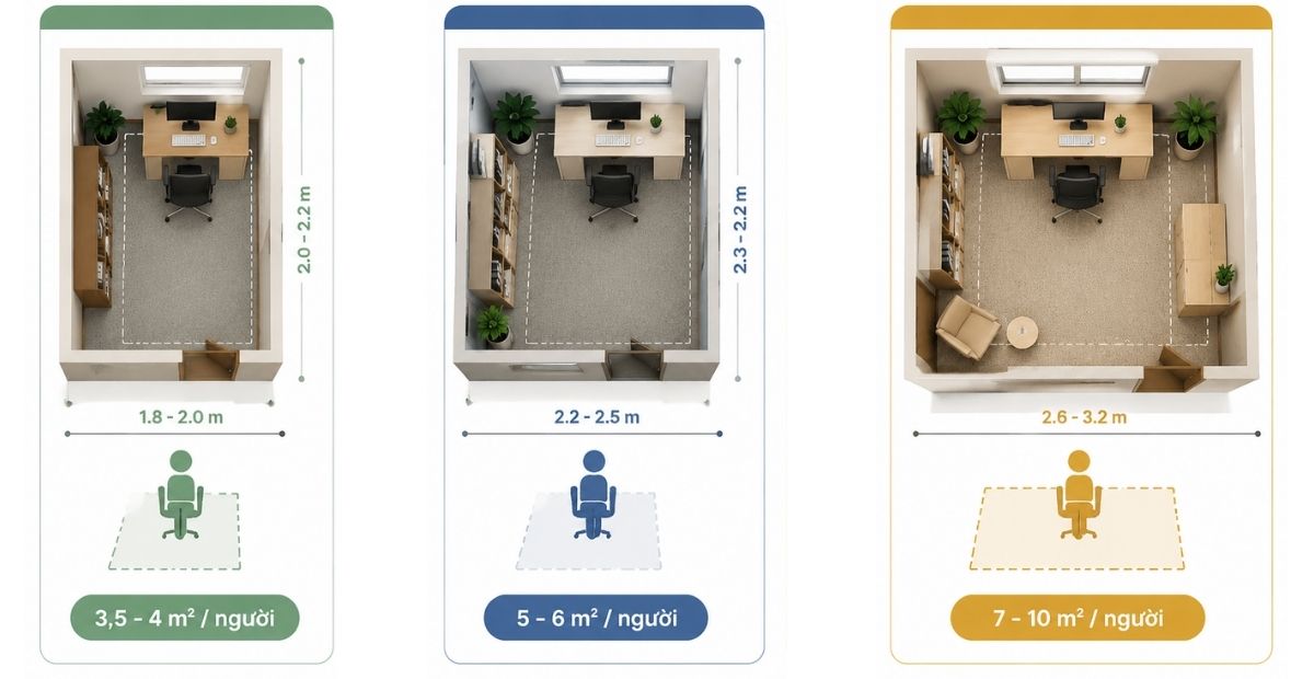 Tiêu chuẩn diện tích văn phòng cho 1 người phổ biến hiện nay