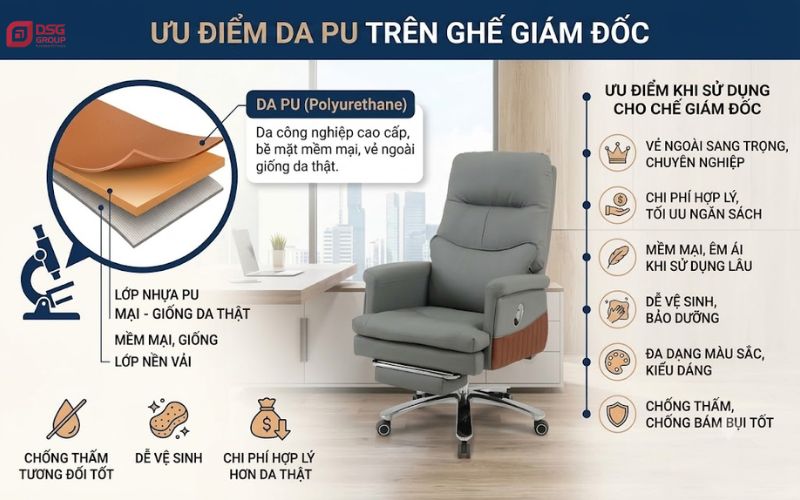 Vì sao da PU được sử dụng dành cho ghế lãnh đạo