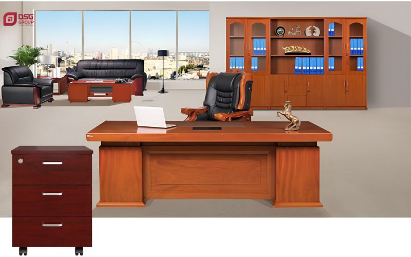 Bàn giám đốc lãnh đạo có tủ di động di chuyển linh hoạt