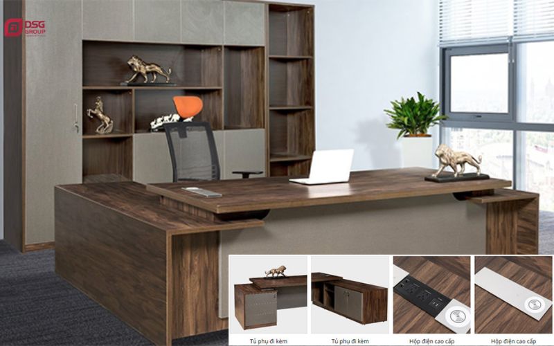 Bàn lãnh đạo BOSS21 với thiết kế sang trọng, tiện ích