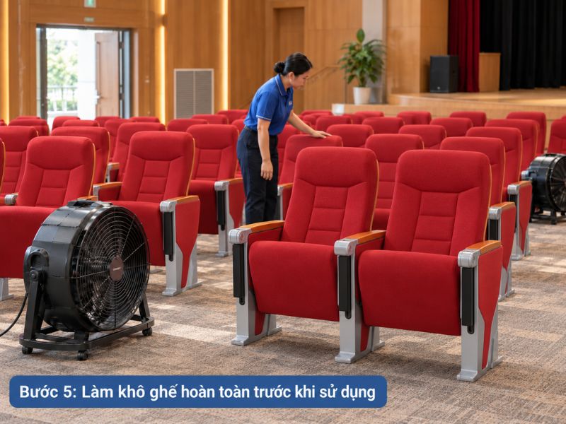 Bước 4: Vệ sinh tay vịn, chân ghế và khung