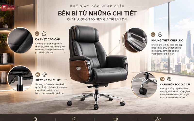 Những yếu tố giúp ghế giám đốc bền bỉ, tuổi thọ lâu và luôn mới