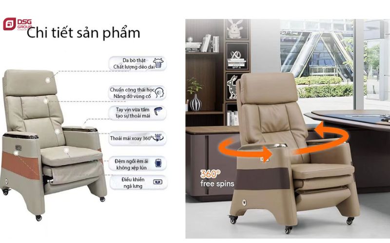 Ghế sử dụng chất liệu da thật nâng tầm giá trị
